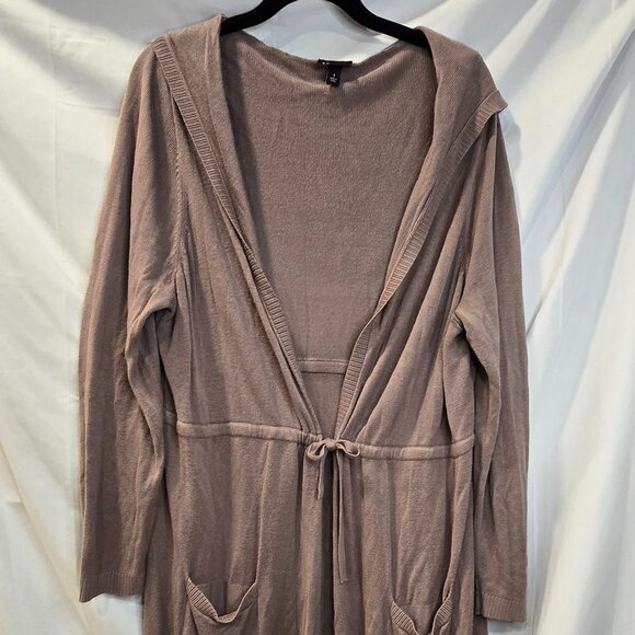 Torrid Brown Cardigan Size 1 Tie Waist Hood Soft - Picture 1 of 10